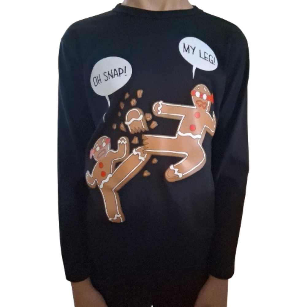 PJ Place Gingerbread Ninjas Long Sleeve Boys Medium Shirt